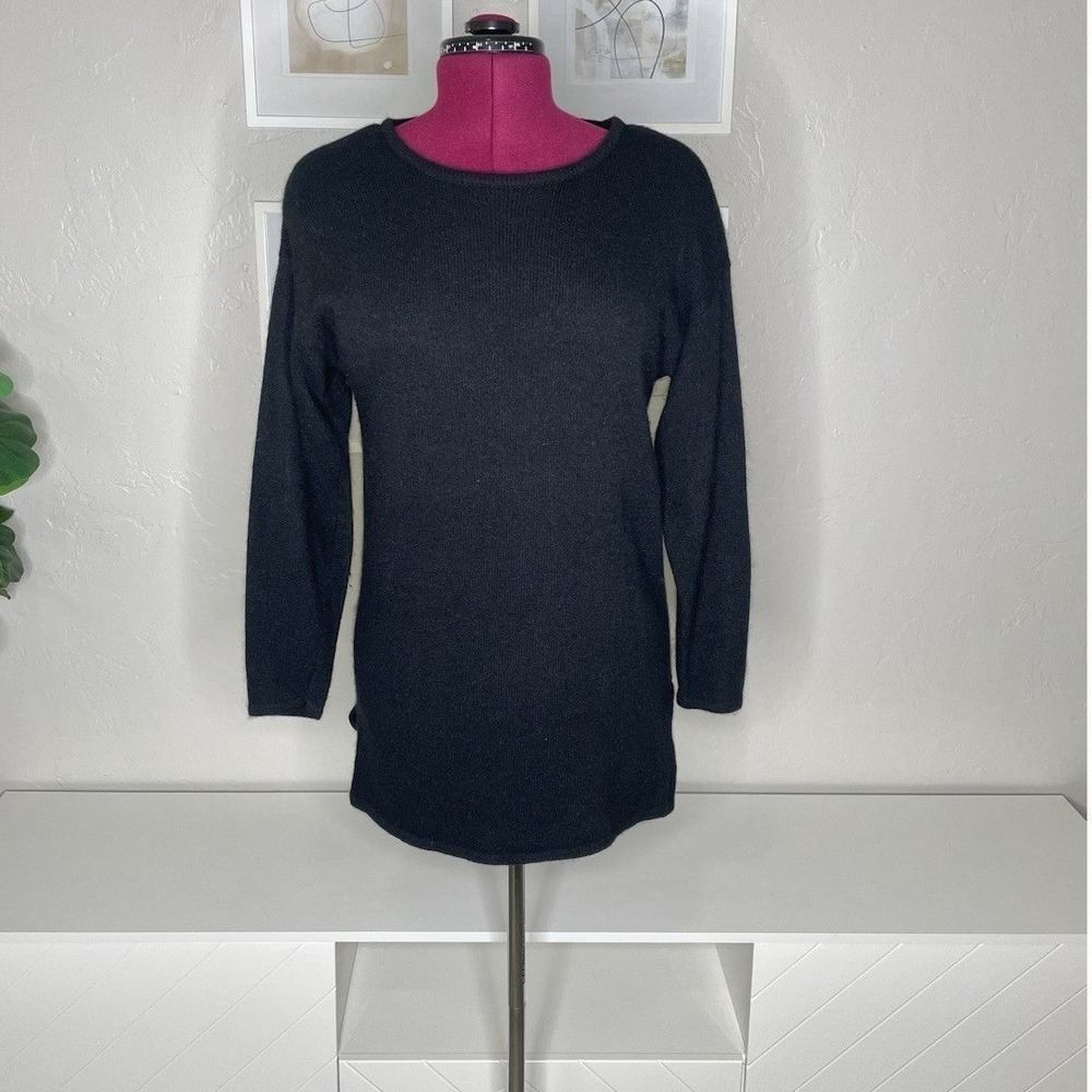 Express Tricot Sweater Womens XS Black Lambswool Angora‎ Blend Side Slit Vintage